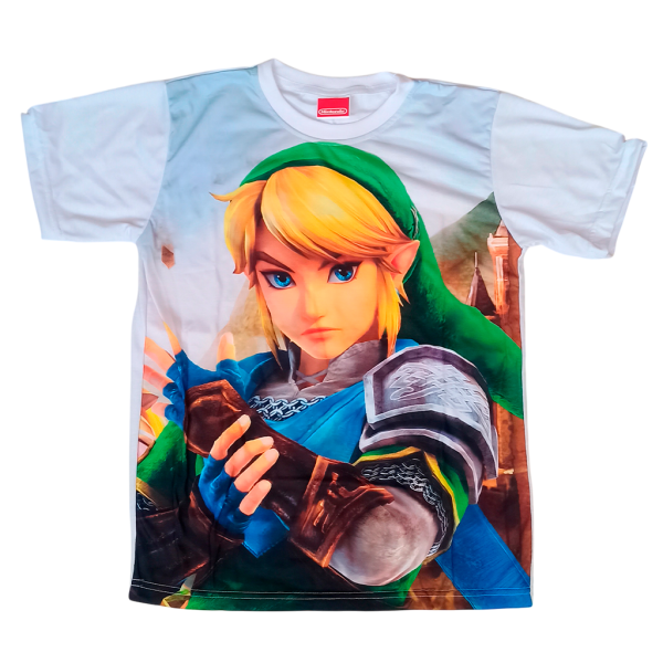 Camiseta The Legend of Zelda LInk Hyrule Warriors: Age of Calamity Camisa blanca con estampado gráfico full color