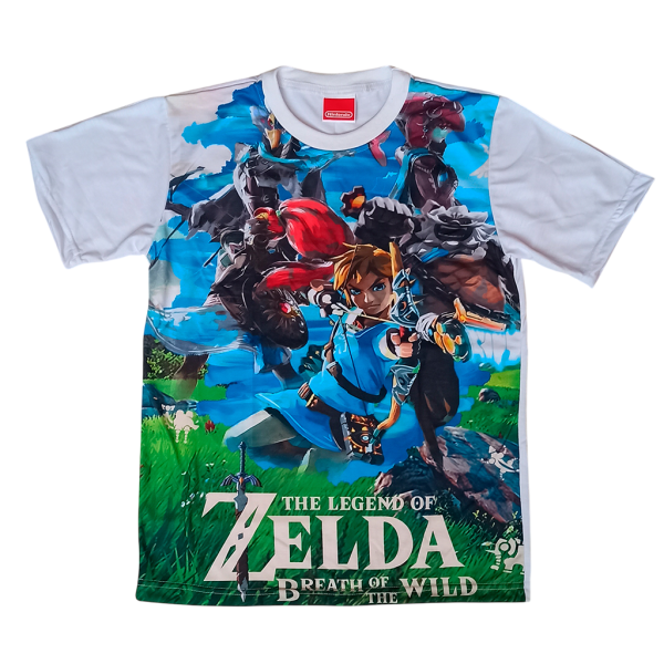 Camiseta The Legend of Los Elegidos Zelda Breath of the Wild Camisa blanca con estampado gráfico full color