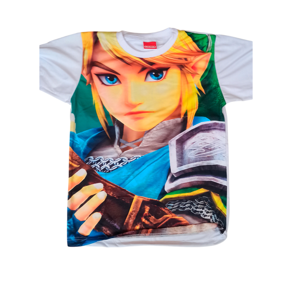 Camiseta The Legend of Zelda Hyrule Warriors: Age of Calamity Camisa blanca con estampado gráfico full color