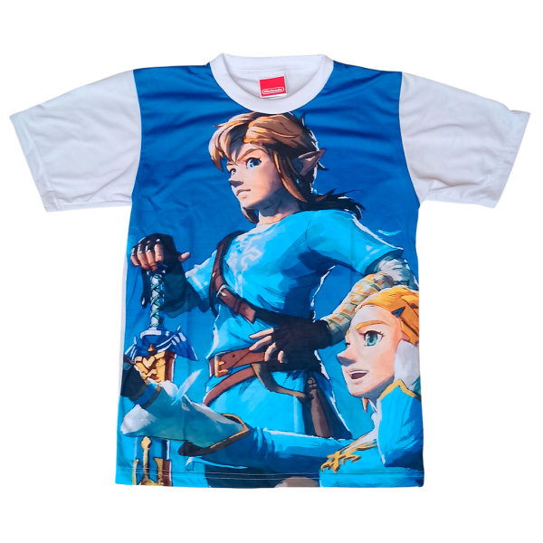 Camiseta The Legend of Zelda Breath of the Wild Zelda y Link Camisa blanca con estampado gráfico full color