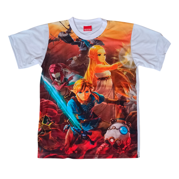 Camiseta The Legend of Zelda Hyrule Warriors: Age of Calamity Camisa blanca con estampado gráfico full color